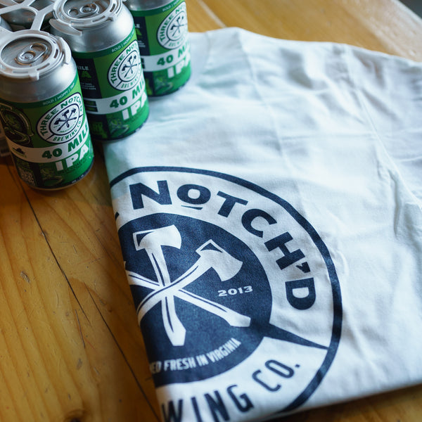 White Tee w/Navy Logo